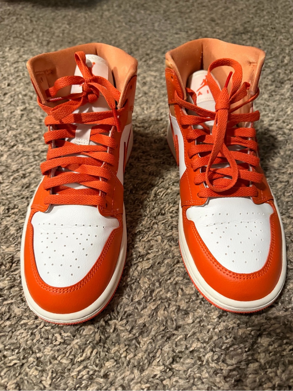 Women's jordan 1 size 9.5 Orange and White